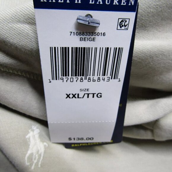 NEW RALPH LAUREN Mens Ombre Cotton Blend Smooth Hoodie Beige Size XXL - Picture 10 of 11